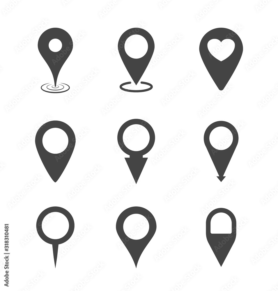 Location icon set. Set of map pointers. Location icon set. Set of map pointers.