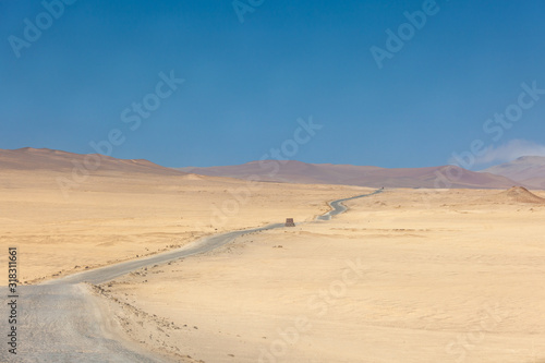 Paracas National Reserve, desert in the road.