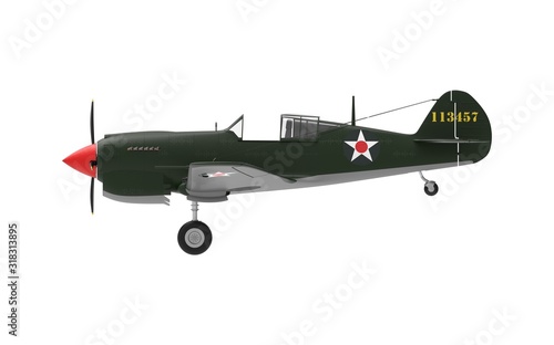 3D rendering of a world war two airplane isolated on white background.