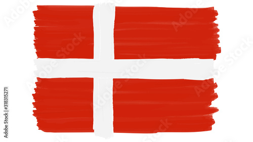 Flag symbol of Denmark painted, vector photo