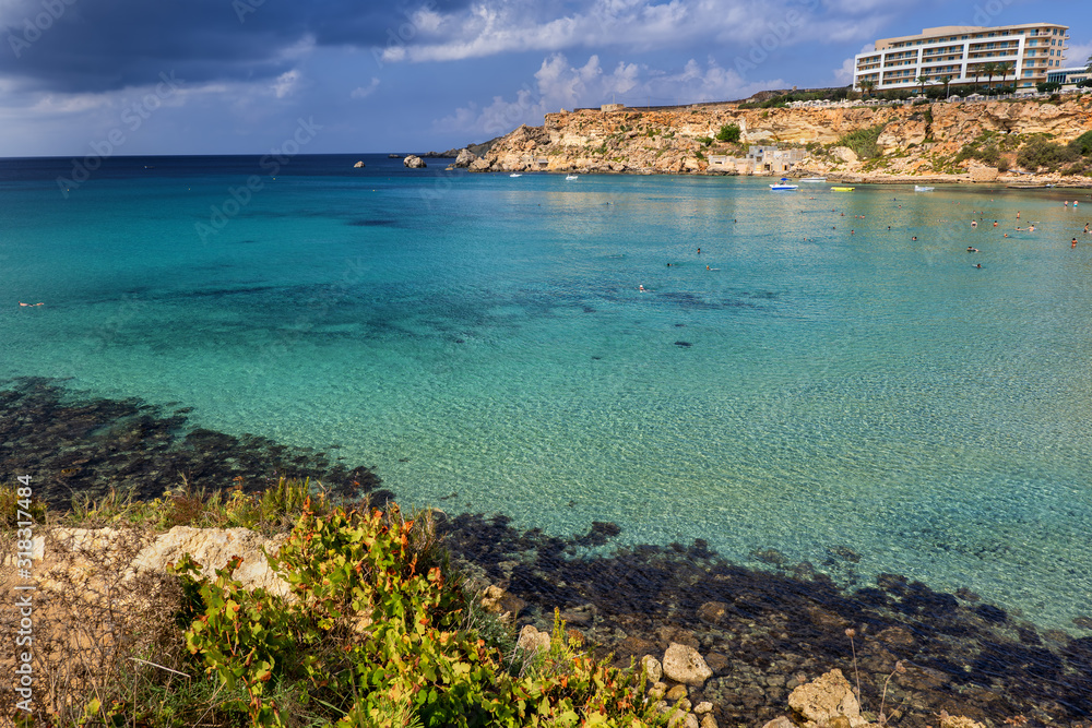 Golden Bay Turquoise Water in Malta