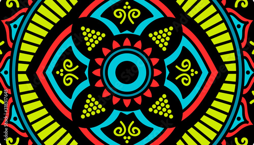 Ethnic Mandala Ornament. Arabic, Pakistan, Moroccan, Turkish, Indian, Spain motifs