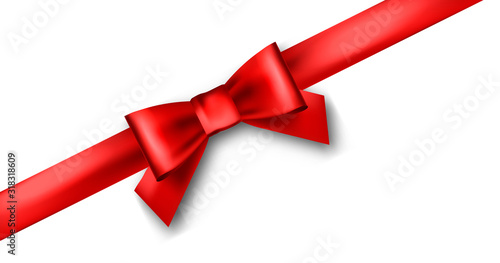 Принти на полотні Shiny red satin ribbon isolated on white background, realistic graphic design el
