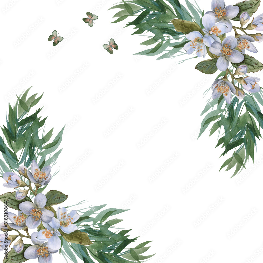 Fototapeta premium Easter frame. Isolated on a white background.