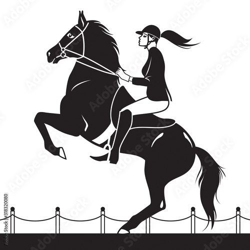 Jockey riding a horse shows jumping – vector illustration