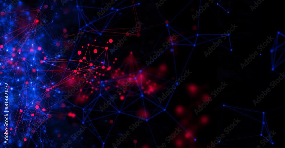 network social online, background 3d illustration rendering, machine deep learning, data cloud storage digital, science neuron, plexus cell brain, futuristic connecting, technology system - obrazy, fototapety, plakaty 