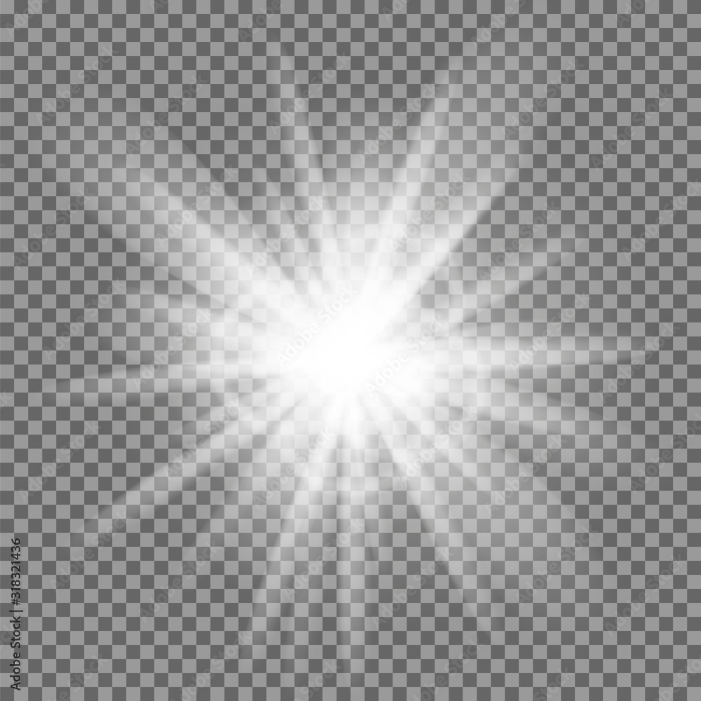Glowing light explodes isolated on transparent background. Vector illustration. Glowing light explodes isolated on transparent background. Vector illustration.