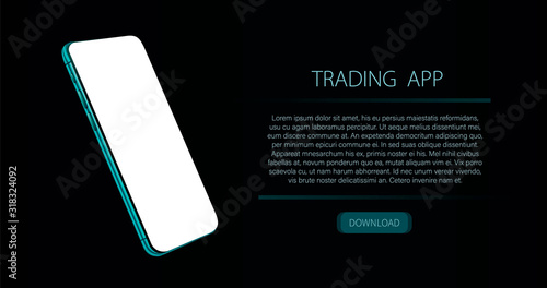 Mobile phone screen template. Forex market, news and analysis. Application screen for trading. Binary option. Vector stock illustration eps10 for business app.