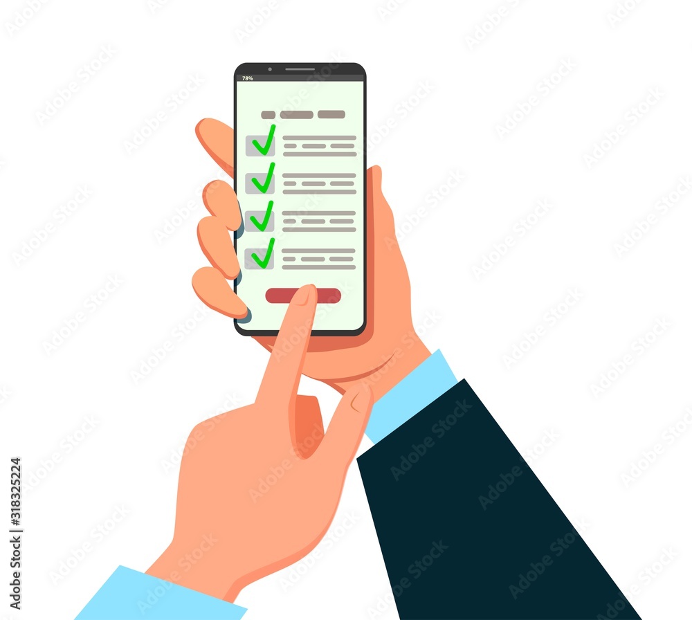 The concept of an online poll. Checklist on the tablet display, check boxes with a check mark. Shopping list, tasks, to-do list, wish list banner. The concept of an online poll. Checklist on the tablet display, check boxes with a check mark. Shopping list, tasks, to-do list, wish list banner.