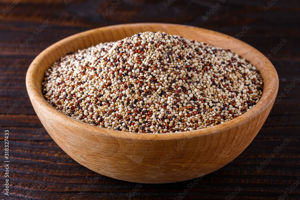 mix of quinoa grains on dark wooden rustic background mix of quinoa grains on dark wooden rustic background