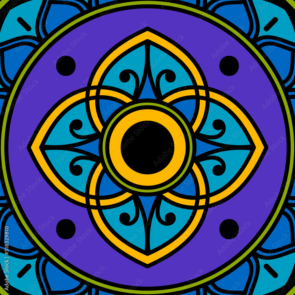 Decorative hand-drawn pattern in the form of mandala Decorative hand-drawn pattern in the form of mandala