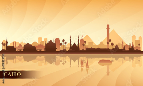Cairo city skyline silhouette background