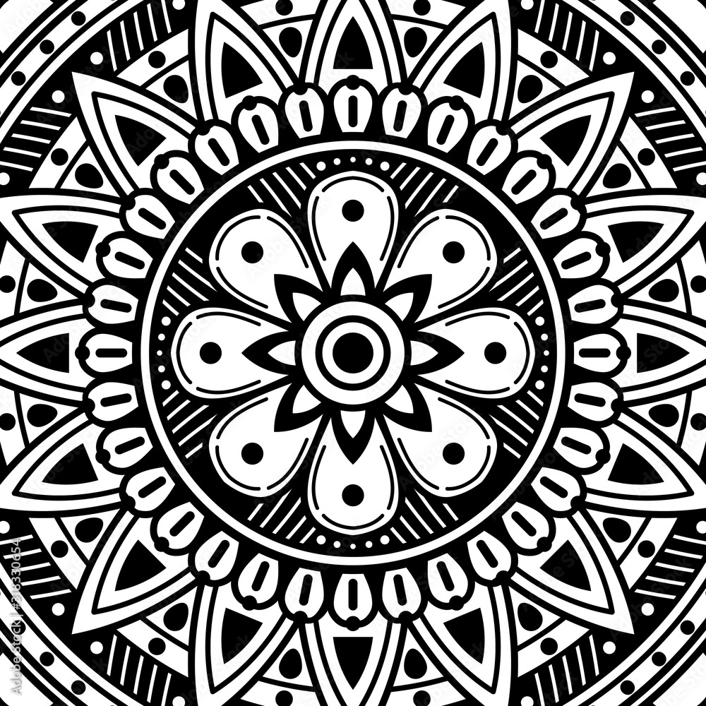 Decorative hand-drawn pattern in the form of mandala Decorative hand-drawn pattern in the form of mandala