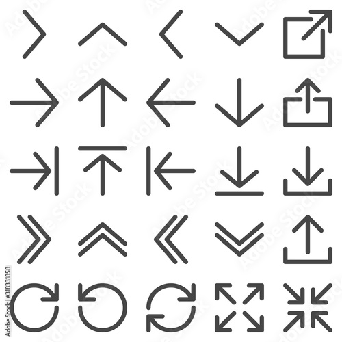 Line arrow icon set. Vector illustrations isolated on white background.