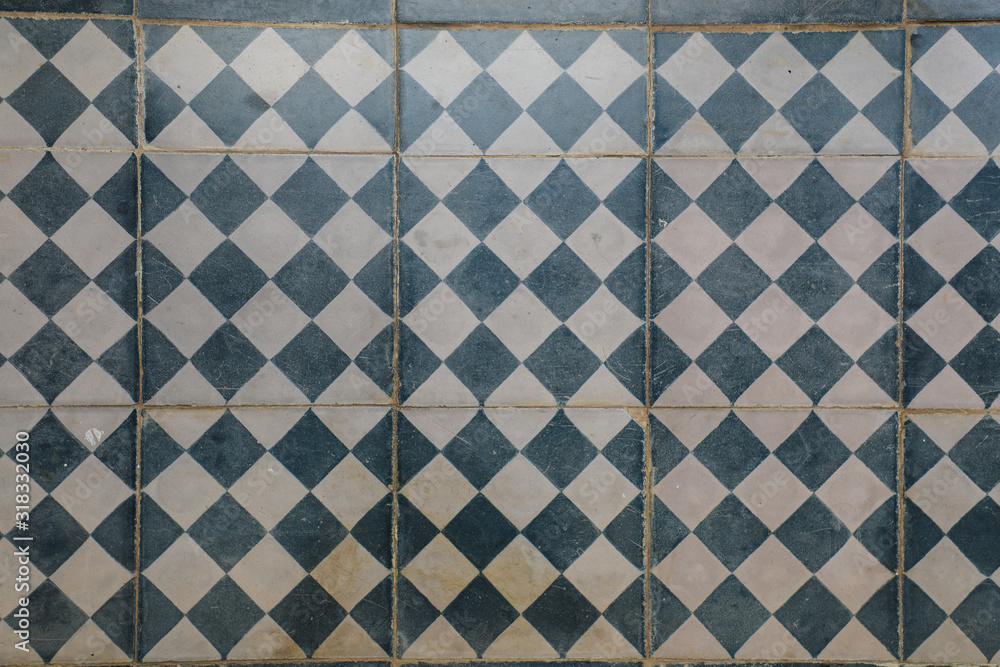 Background of green and white tiles in geometric pattern Background of green and white tiles in geometric pattern