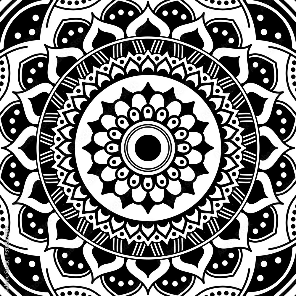 Decorative hand-drawn pattern in the form of mandala