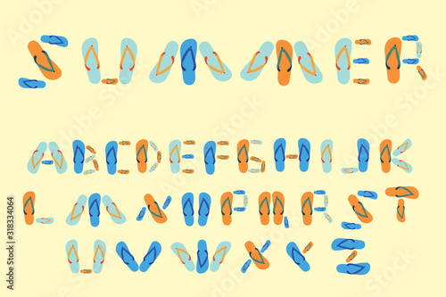 flip flop font type summer alphabet vector
