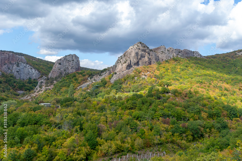 Kiziltash valley in early autumn, Crimean mountains