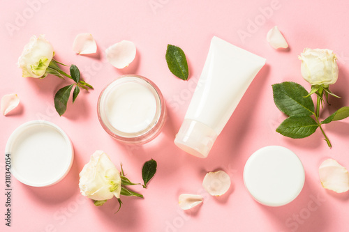 Natural cosmetics with rose oil.