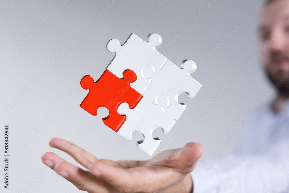 puzzle hand solution concept business. puzzle hand solution concept business.