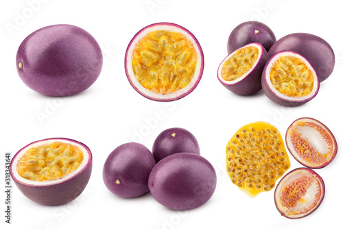 Bild auf Leinwand passionfruit isolated on white background, full depth of field