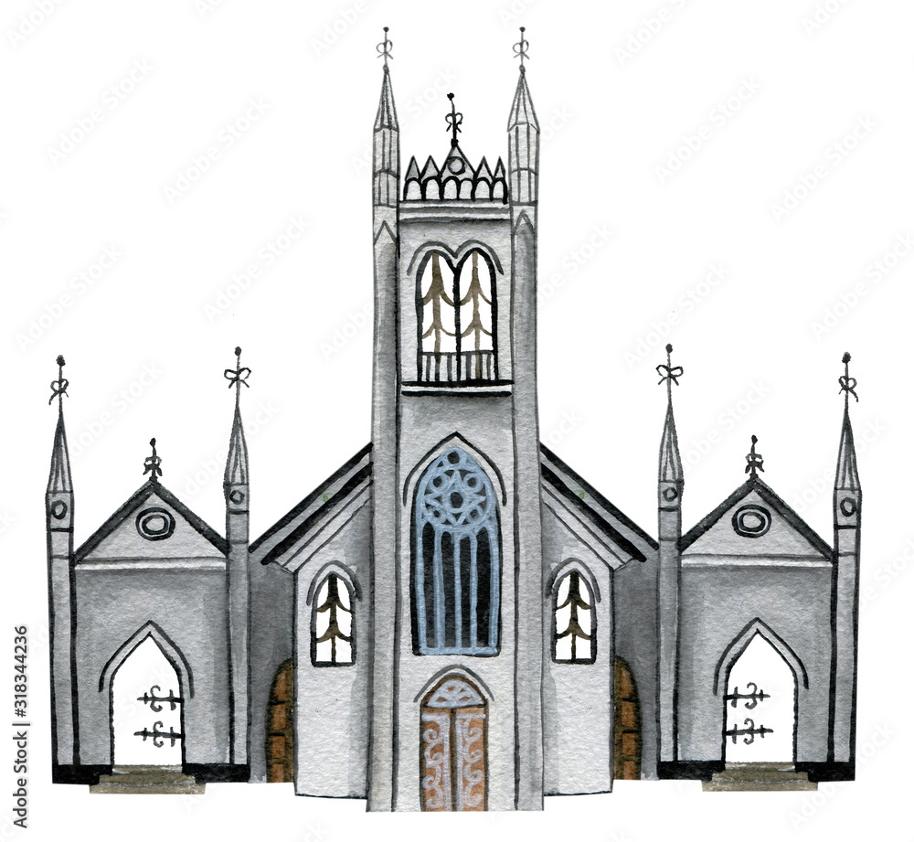 Fototapeta premium Watercolor architecture. Temples. Сhurch