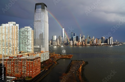 view of manhattan with rainbow from Jersey City © Mariusz