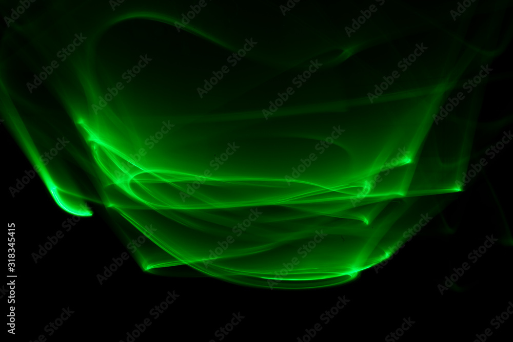 Abstract background with green color light painting