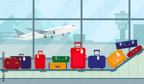 Terminal conveyor belt in airport