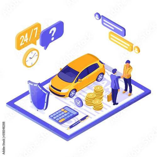 Car Insurance Isometric Concept