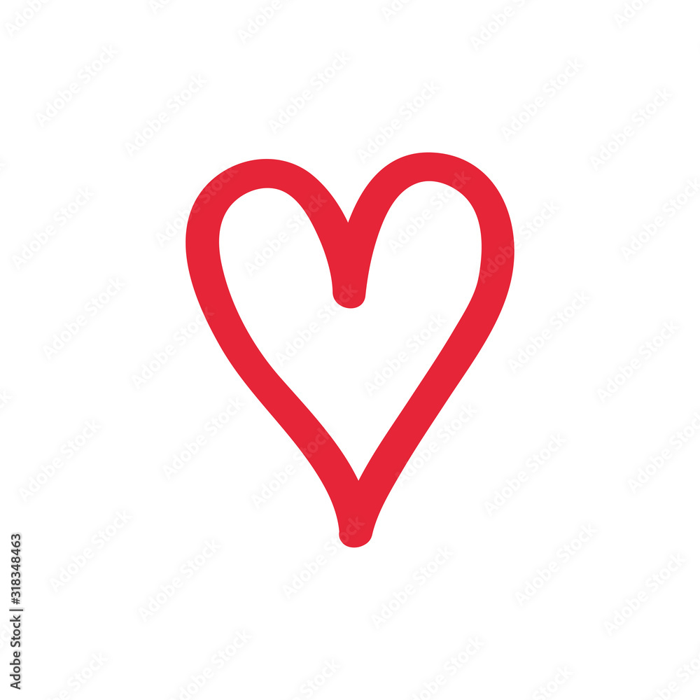Red heart on white. Abstract heart on isolated background. Love symbol Red heart on white. Abstract heart on isolated background. Love symbol