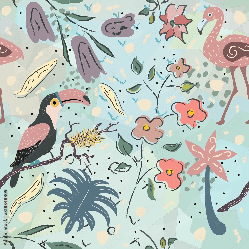 Floral Seamless Pattern. Hand Drawn Design Floral Seamless Pattern. Hand Drawn Design