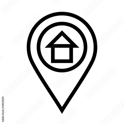 Hometown House Location Icon on white background to use in web application interface. It can also be used for travel and tourism industry.