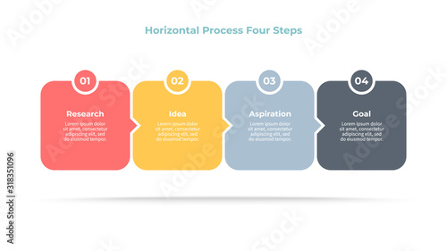 Business infographics. Timeline with 4 steps, options, circles. Vector template.