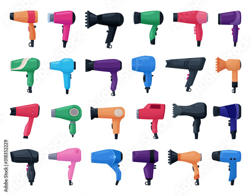 Hair dryer isolated cartoon set icon.Vector illustration salon hairdryer on white background .Vector cartoon set icon hair dryer.