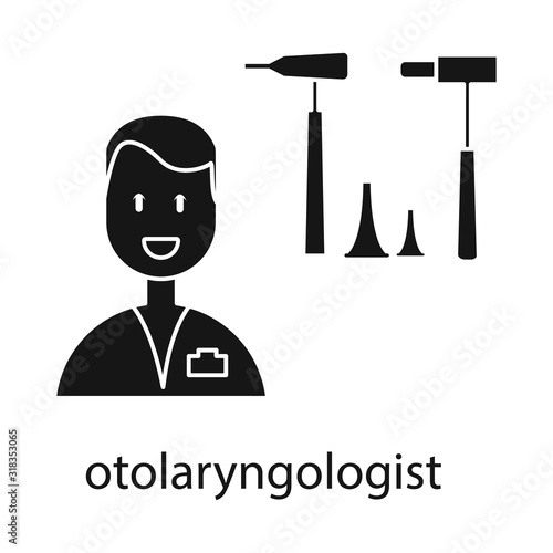 Isolated object of otolaryngologist and doctor icon. Set of otolaryngologist and man vector icon for stock.