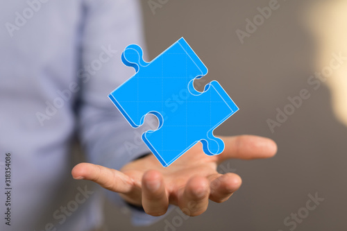 puzzle hand solution concept business.