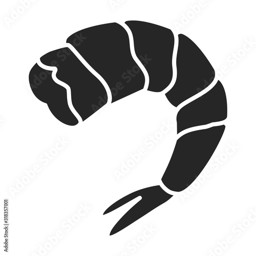 Shrimp vector icon.Black,simple vector icon isolated on white background shrimp .