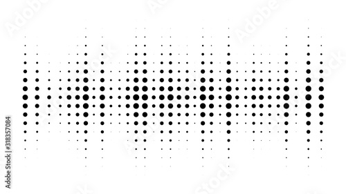 Halftone dotted audio equalizer. Halftone effect vector pattern.