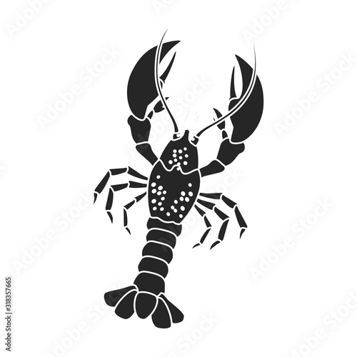 Lobster vector icon.Black,simple vector icon isolated on white background lobster.