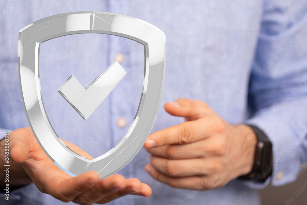 cyber shield protection concept holding in hand cyber shield protection concept holding in hand