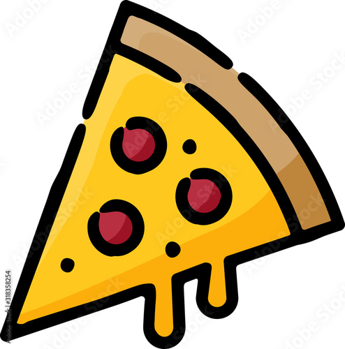Pizza Slice Pepperoni Doodle Sketch Icon