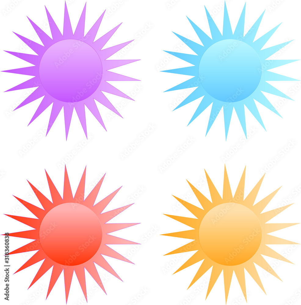 Small bright color shapes on a white background.