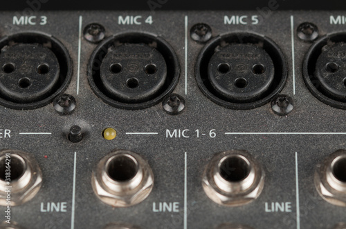 Sound music mixer control panel.Buttons on mixer