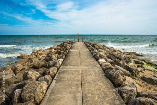 Stone Groynes on Branksome Dene Chine beach near Bournemouth in Dorest  England  UK.