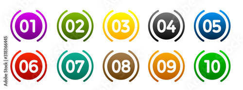Modern colorful numbers button set multicolored – vector