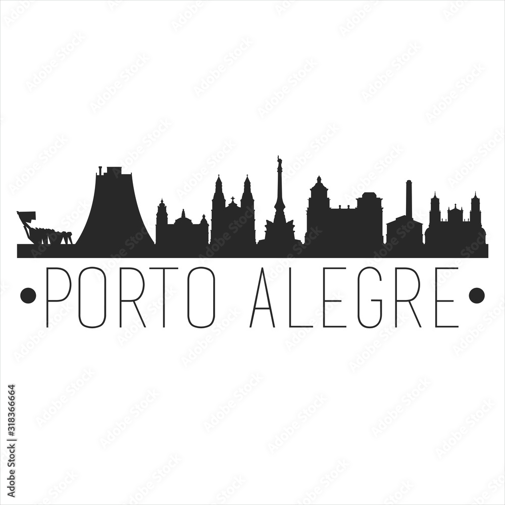 Porto Alegre Brazil. City Skyline. Silhouette City. Design Vector. Famous Monuments.