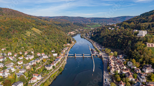 Aerial view River Neckar at Heidelberg, Germany © mblindia