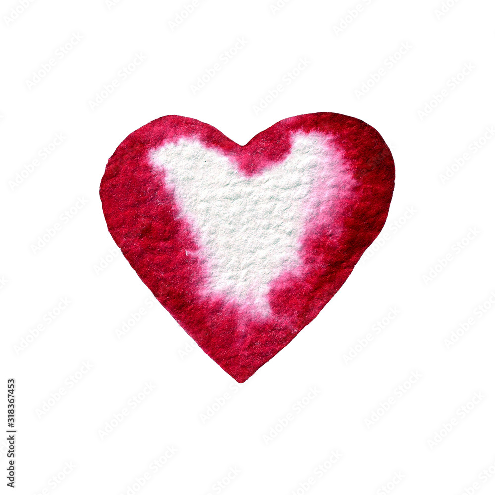 watercolor hearts on a white background. isolated object. watercolor texture. a celebration of all lovers. use for wrapping paper, postcards with declarations of love. creating a romantic mood, a