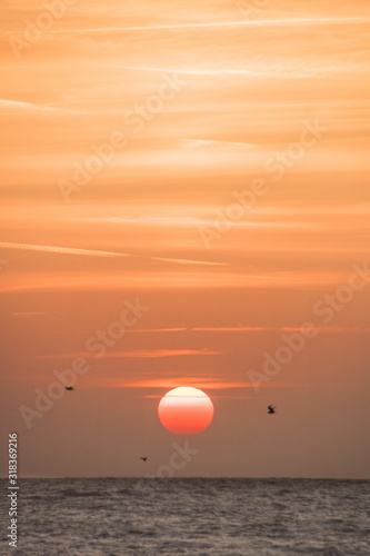 Fototapeta Naklejka Na Ścianę i Meble -  coucher de soleil sur la Manche à Escalles